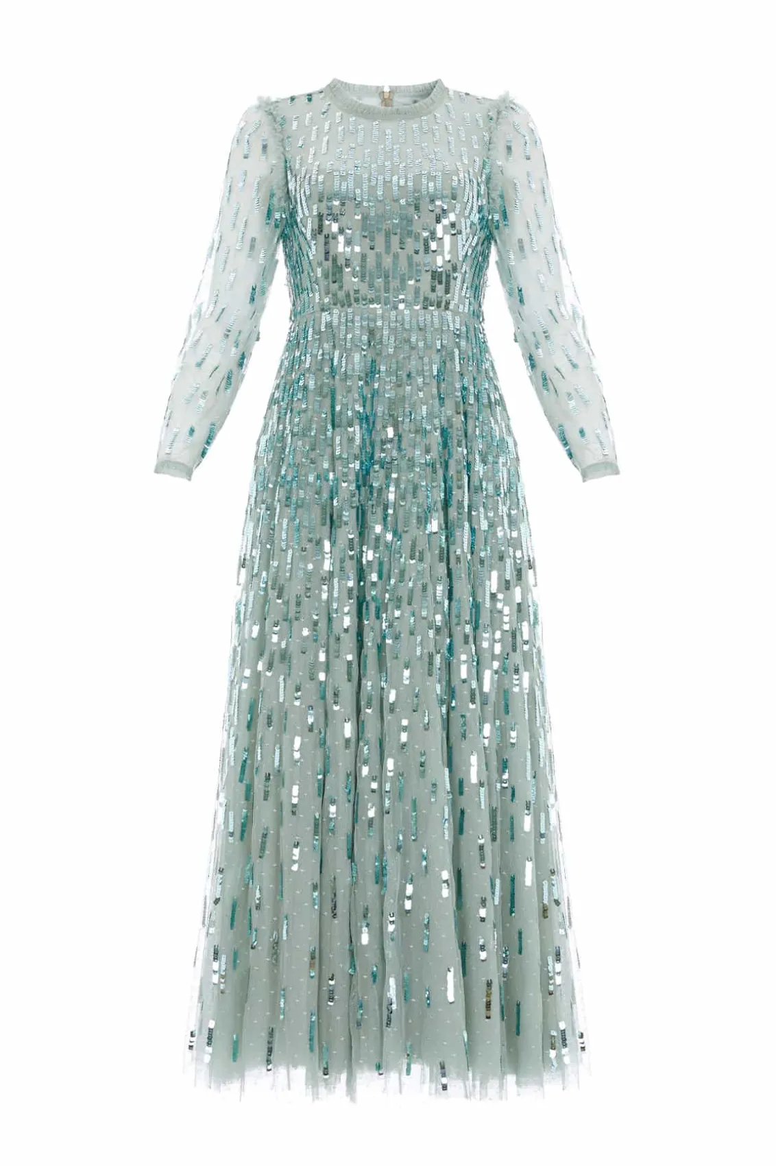 Evening Dresses | Embellished Dresses^Needle & Thread Sequin Dash Long Sleeve Ankle Gown Green