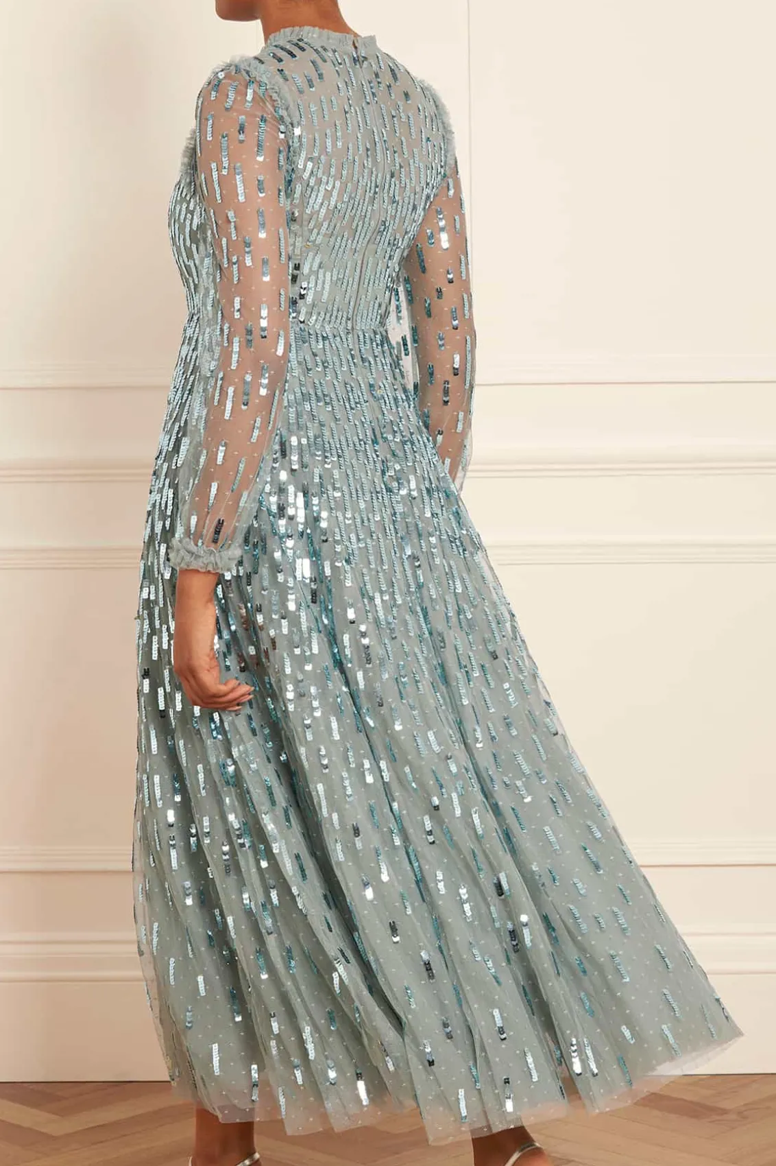 Evening Dresses | Embellished Dresses^Needle & Thread Sequin Dash Long Sleeve Ankle Gown Green