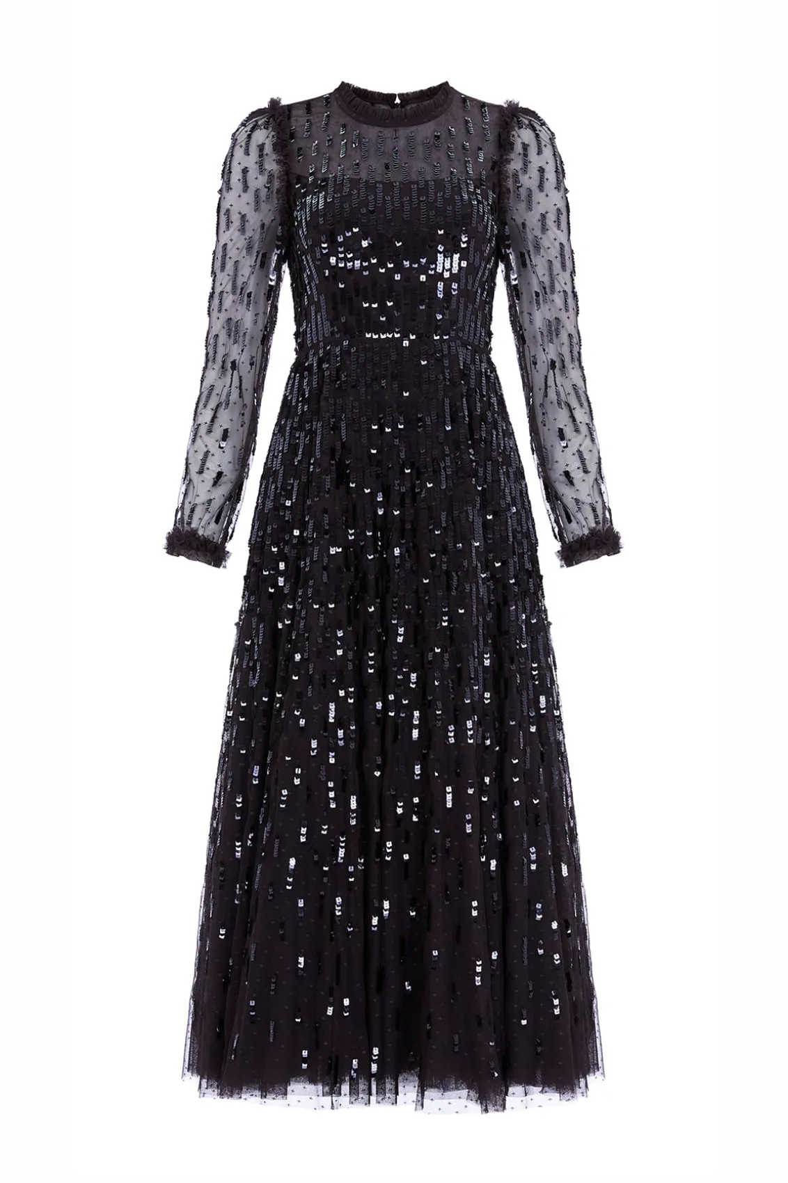 Evening Dresses | Embellished Dresses^Needle & Thread Sequin Dash Long Sleeve Gown Black