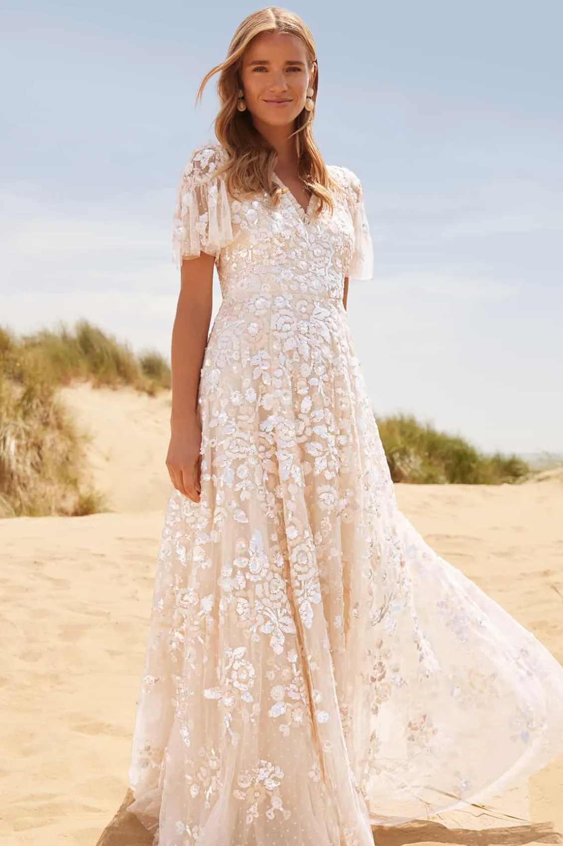 Bridal | Evening Dresses^Needle & Thread Sequin Paradise Short Sleeve Gown Champagne