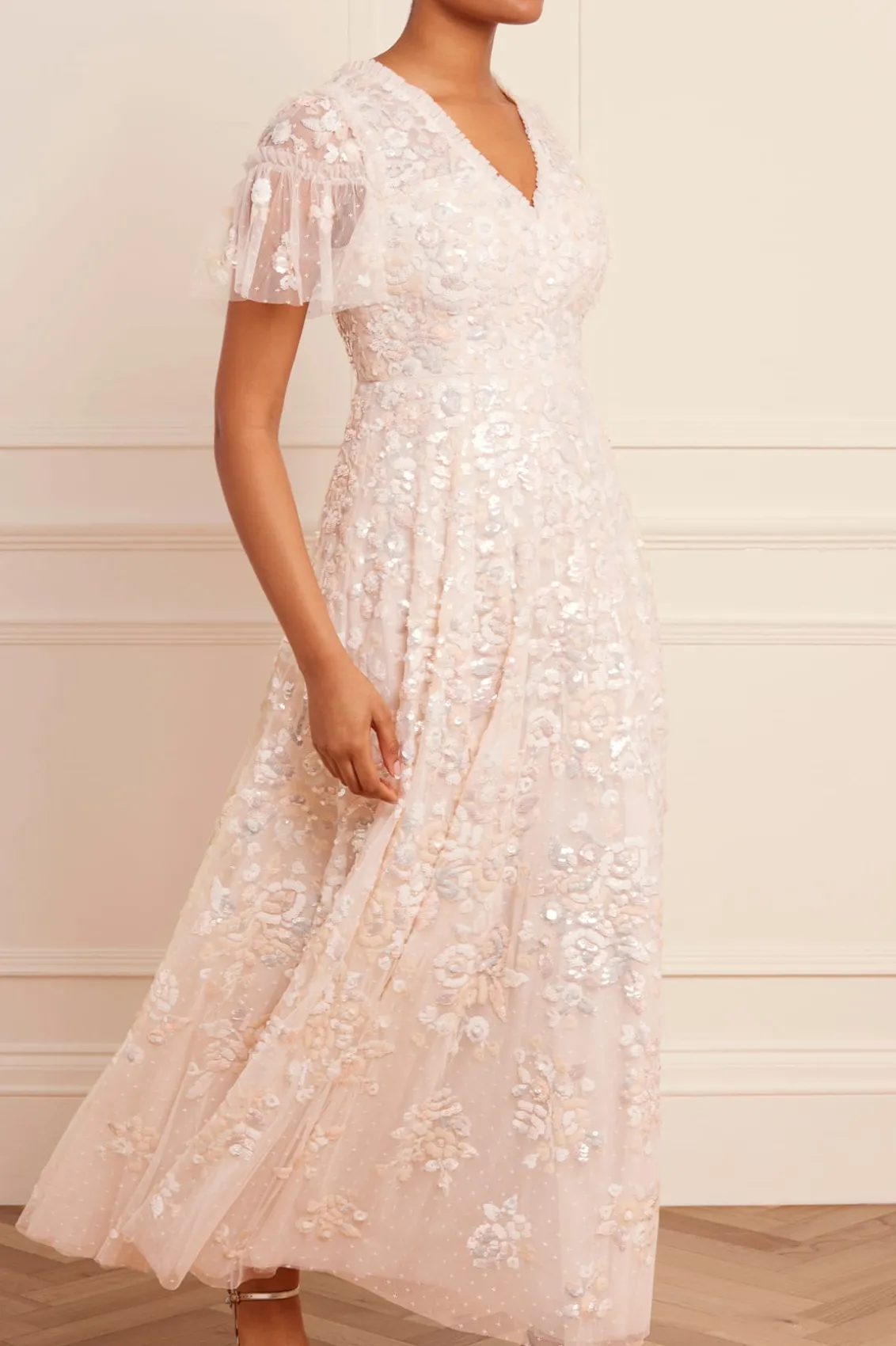 Bridal | Evening Dresses^Needle & Thread Sequin Paradise Short Sleeve Gown Champagne