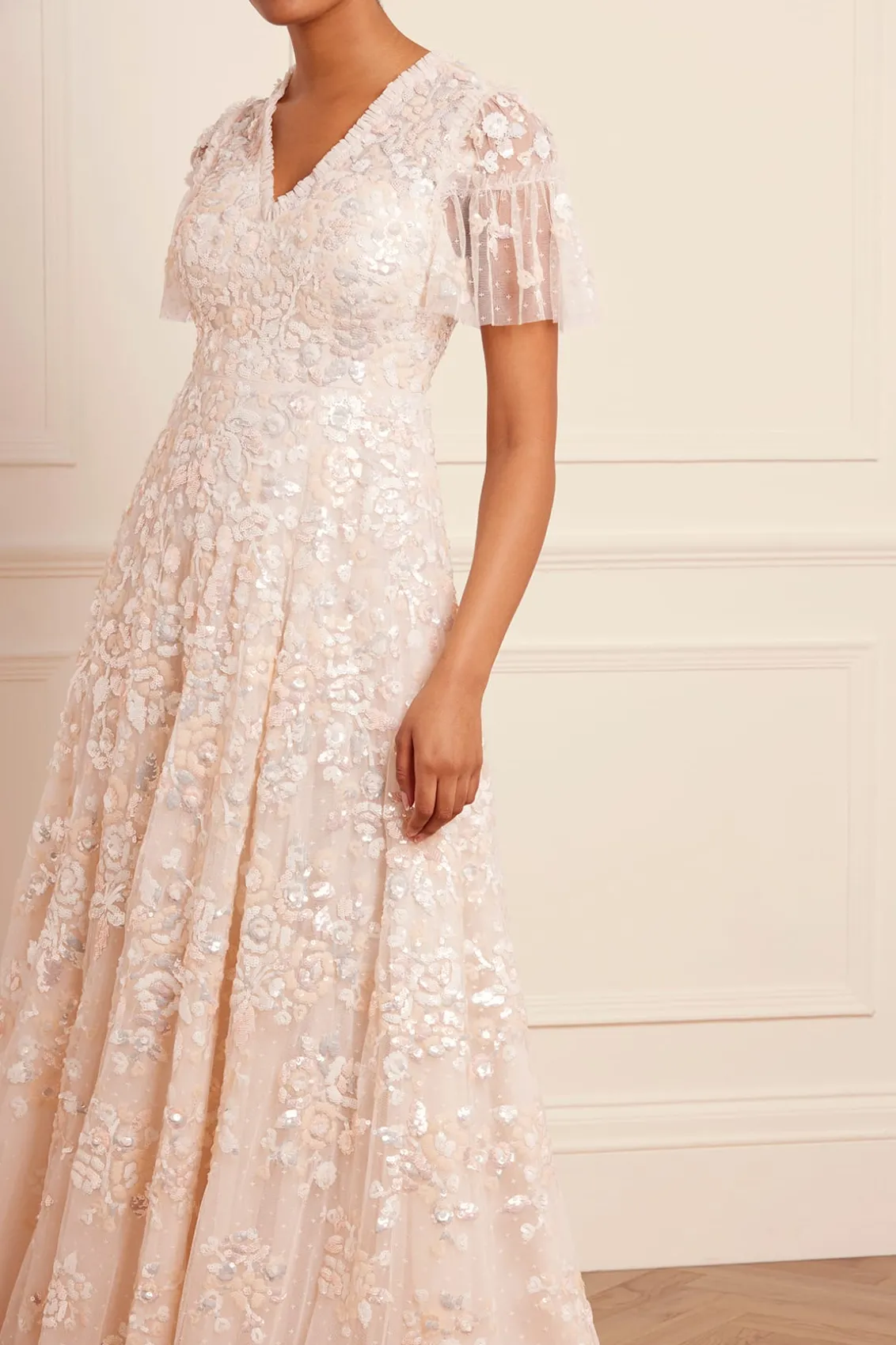 Bridal | Evening Dresses^Needle & Thread Sequin Paradise Short Sleeve Gown Champagne