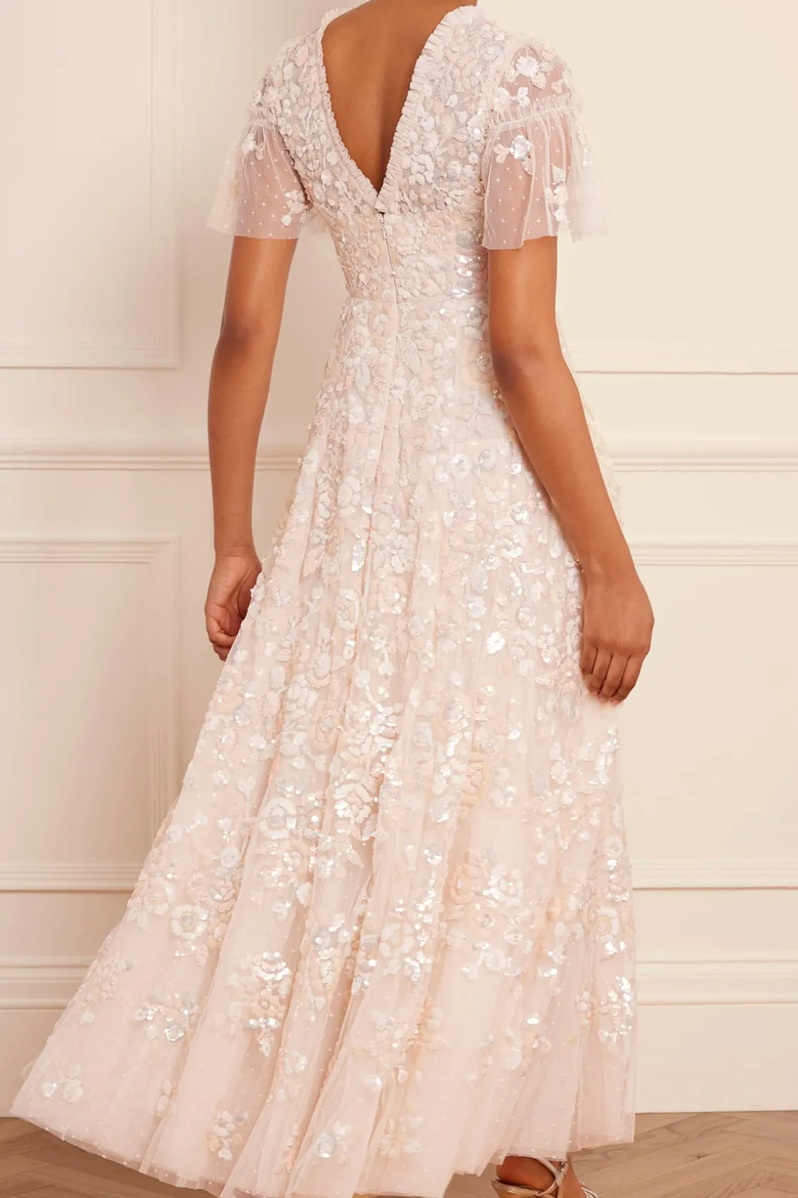 Bridal | Evening Dresses^Needle & Thread Sequin Paradise Short Sleeve Gown Champagne