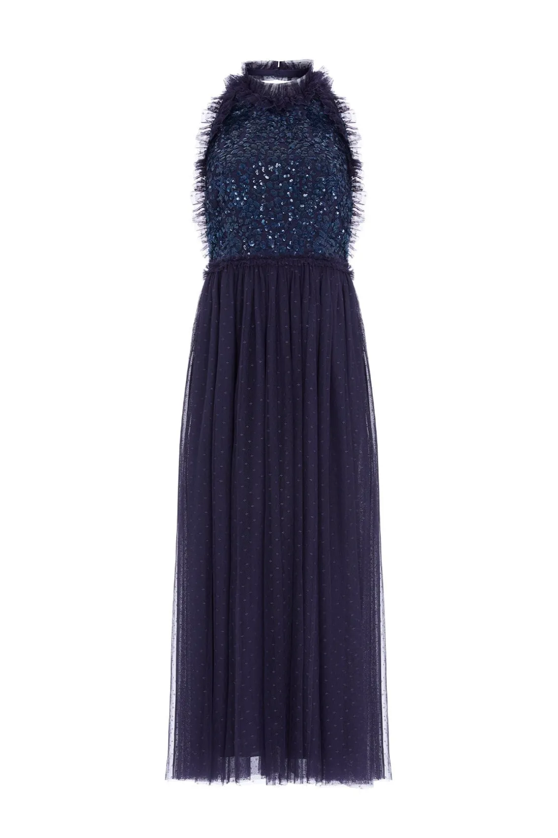 Evening Dresses | Embellished Dresses^Needle & Thread Sequin Wreath Bodice Halter Neck Ankle Gown Blue