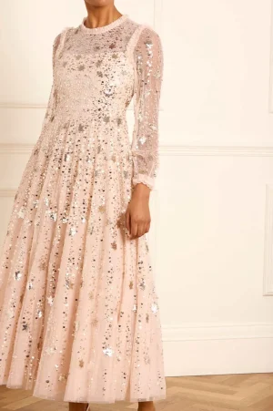 Mummy & Me | Evening Dresses^Needle & Thread Shooting Stars Long Sleeve Ankle Gown Beige