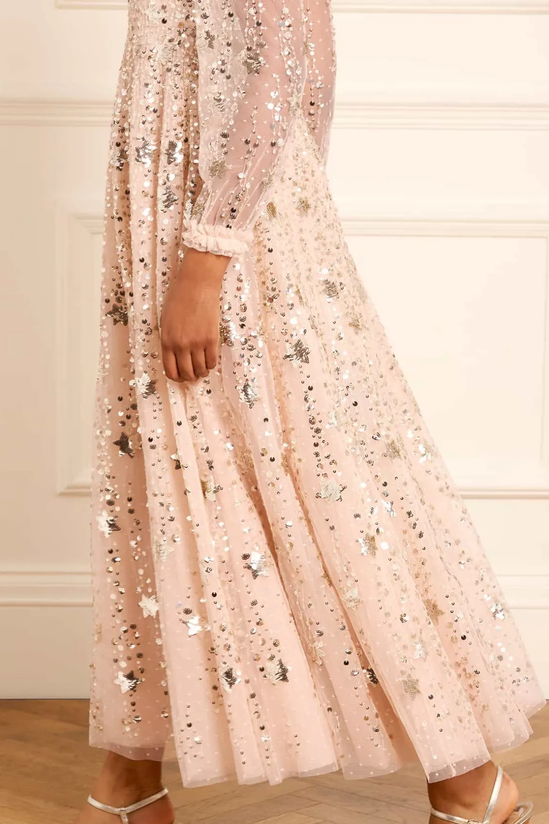 Mummy & Me | Evening Dresses^Needle & Thread Shooting Stars Long Sleeve Ankle Gown Beige