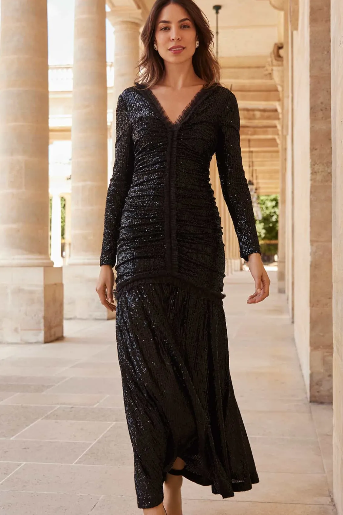 Evening Dresses | Embellished Dresses^Needle & Thread Starlight Long Sleeve Gown Black
