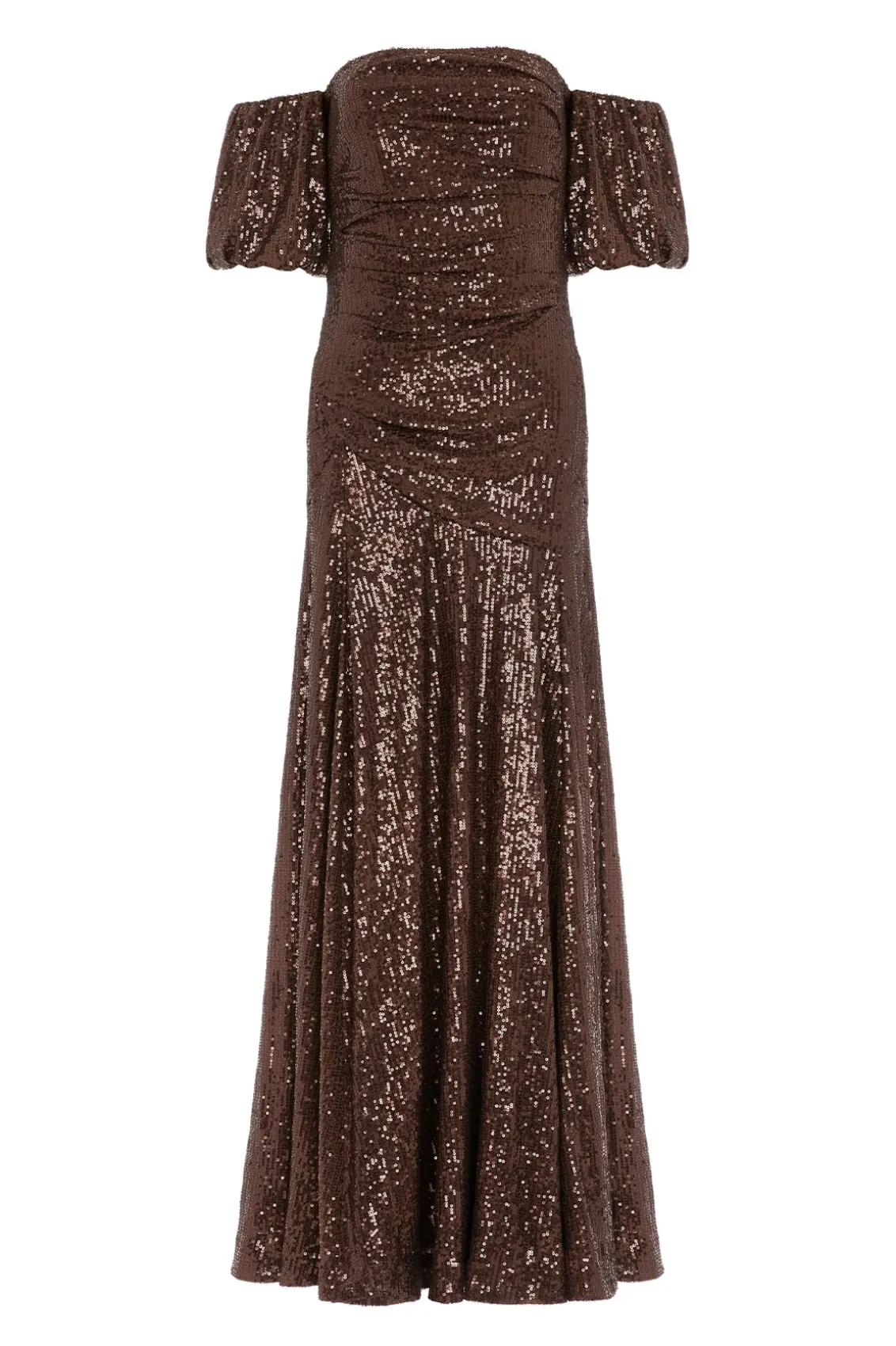Embellished Dresses | Responsibly Sourced^Needle & Thread Sunbeam Valentina Off-Shoulder Gown Brown