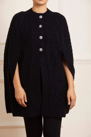 Capes | Knitwear^Needle & Thread Sylvie Cable Jewelled Knee Length Cape Black