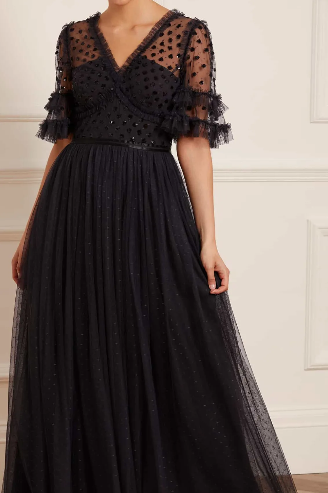 Evening Dresses | Embellished Dresses^Needle & Thread Thea Bodice Ankle Gown Black