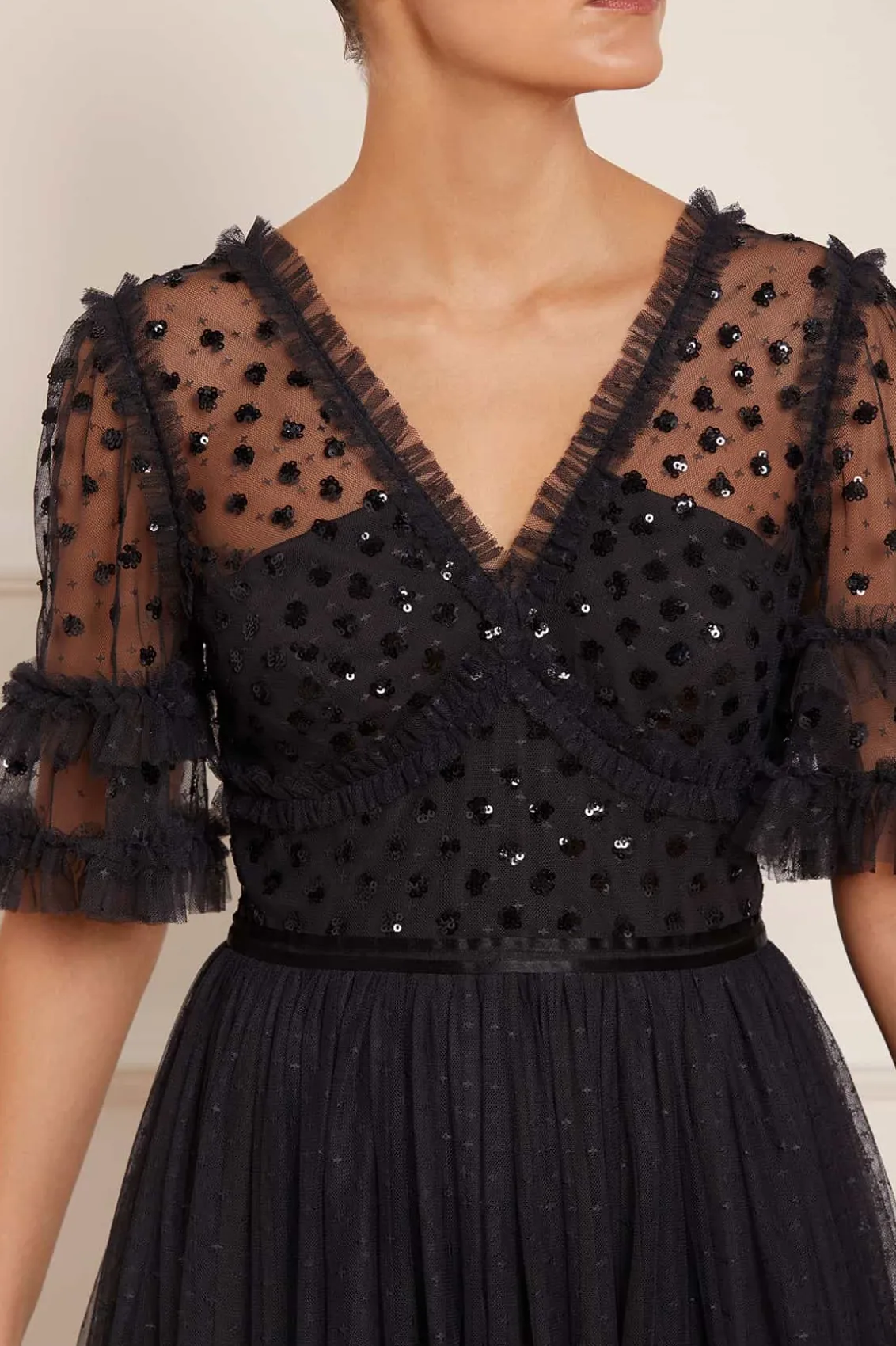 Evening Dresses | Embellished Dresses^Needle & Thread Thea Bodice Ankle Gown Black