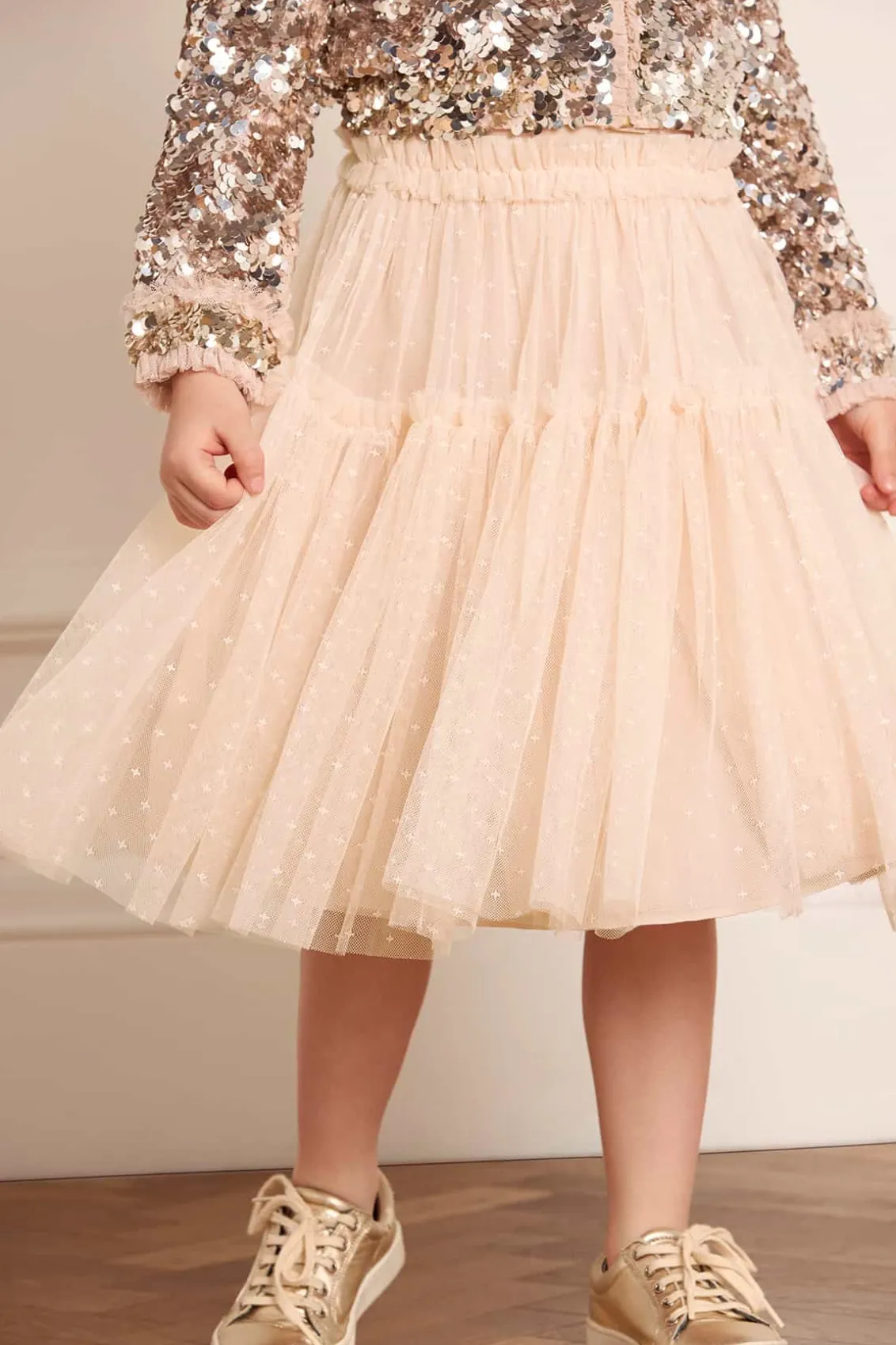 Kids Responsibly Sourced^Needle & Thread Tulle Kids Skirt Beige