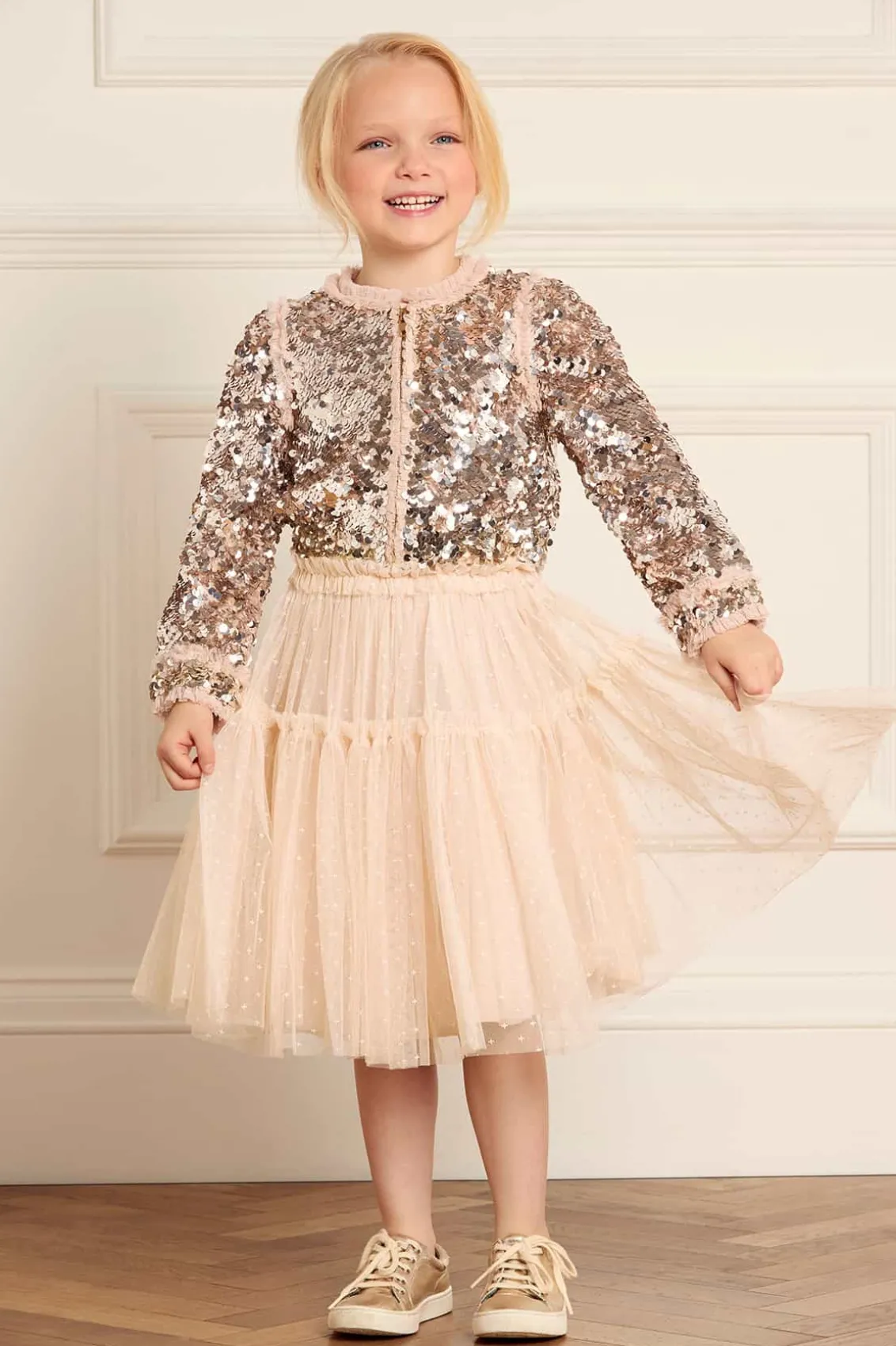 Kids Responsibly Sourced^Needle & Thread Tulle Kids Skirt Beige