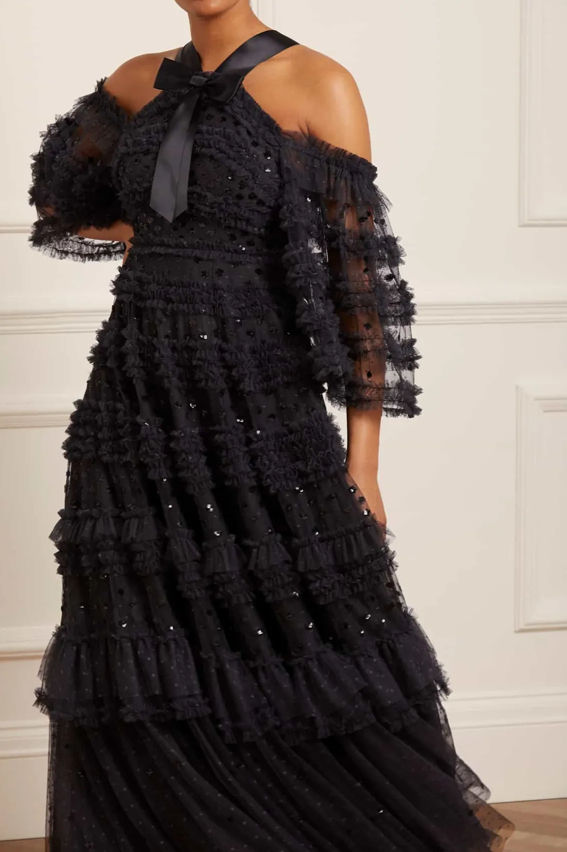 Evening Dresses | Embellished Dresses^Needle & Thread Vivian Off Shoulder Gown Black