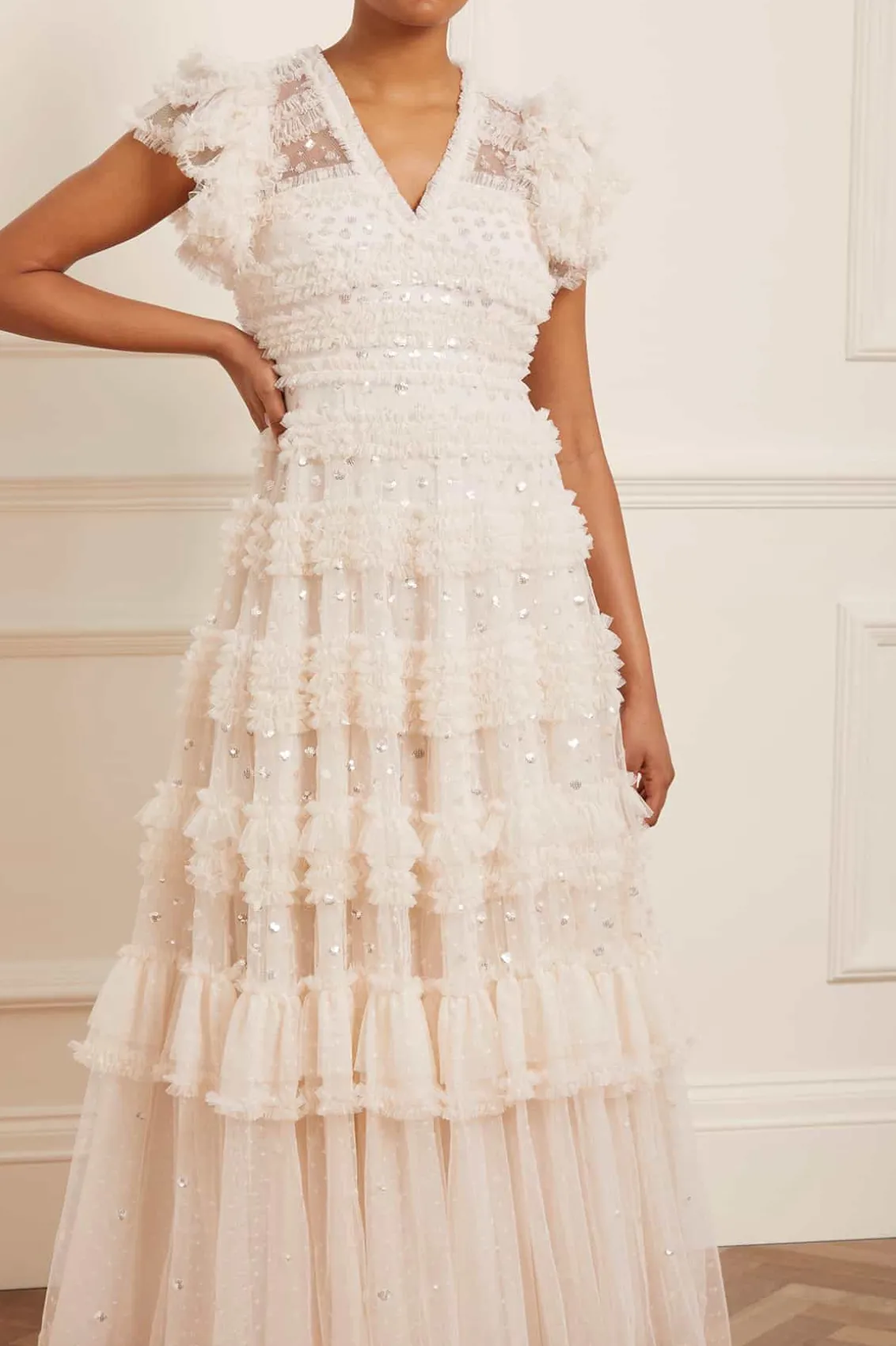 Bridal | Mummy & Me^Needle & Thread Vivian V-Neck Gown Champagne