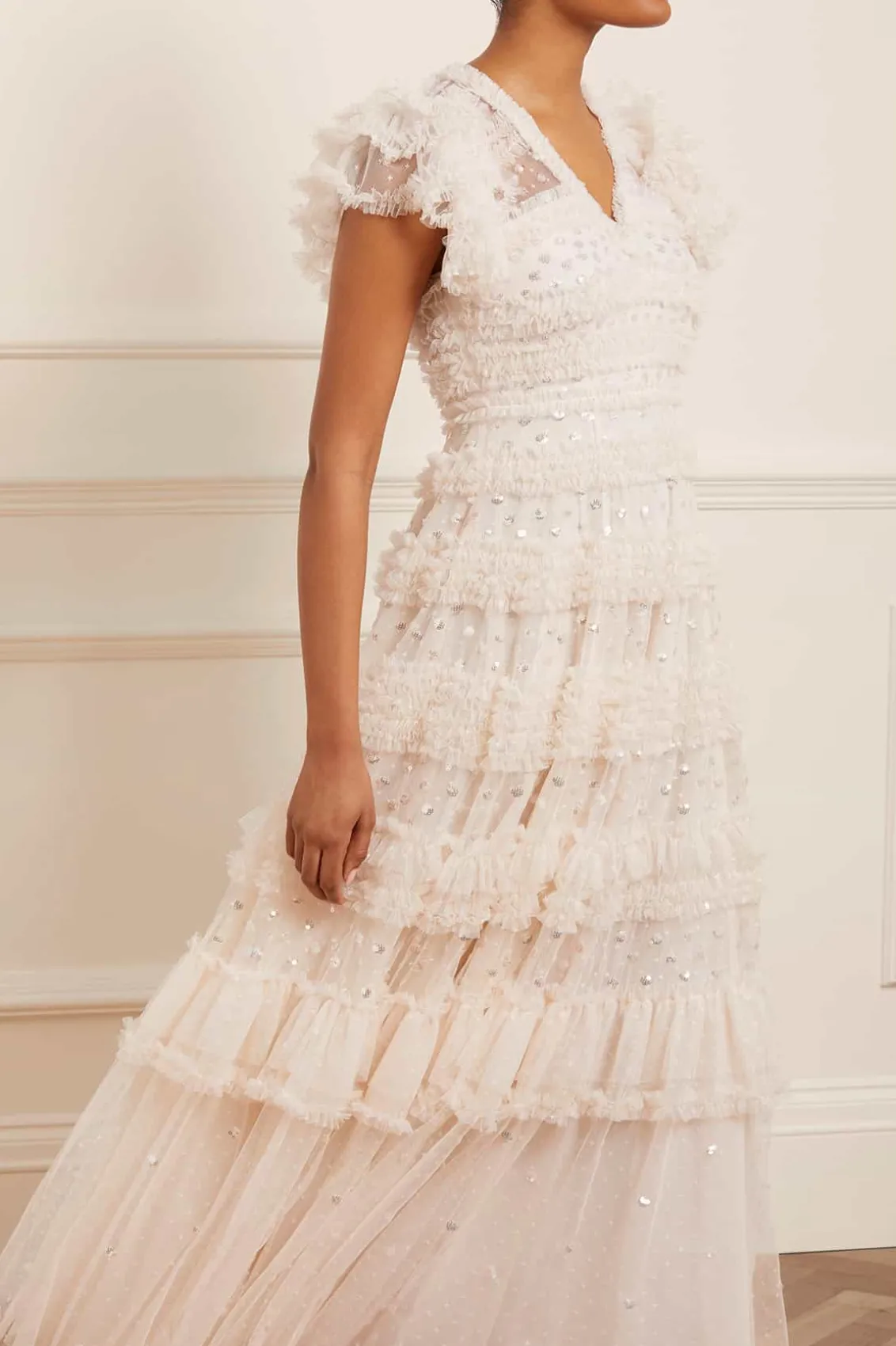 Bridal | Mummy & Me^Needle & Thread Vivian V-Neck Gown Champagne