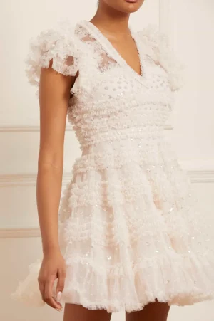 Bridesmaid | Mummy & Me^Needle & Thread Vivian V-Neck Micro Mini Dress Champagne