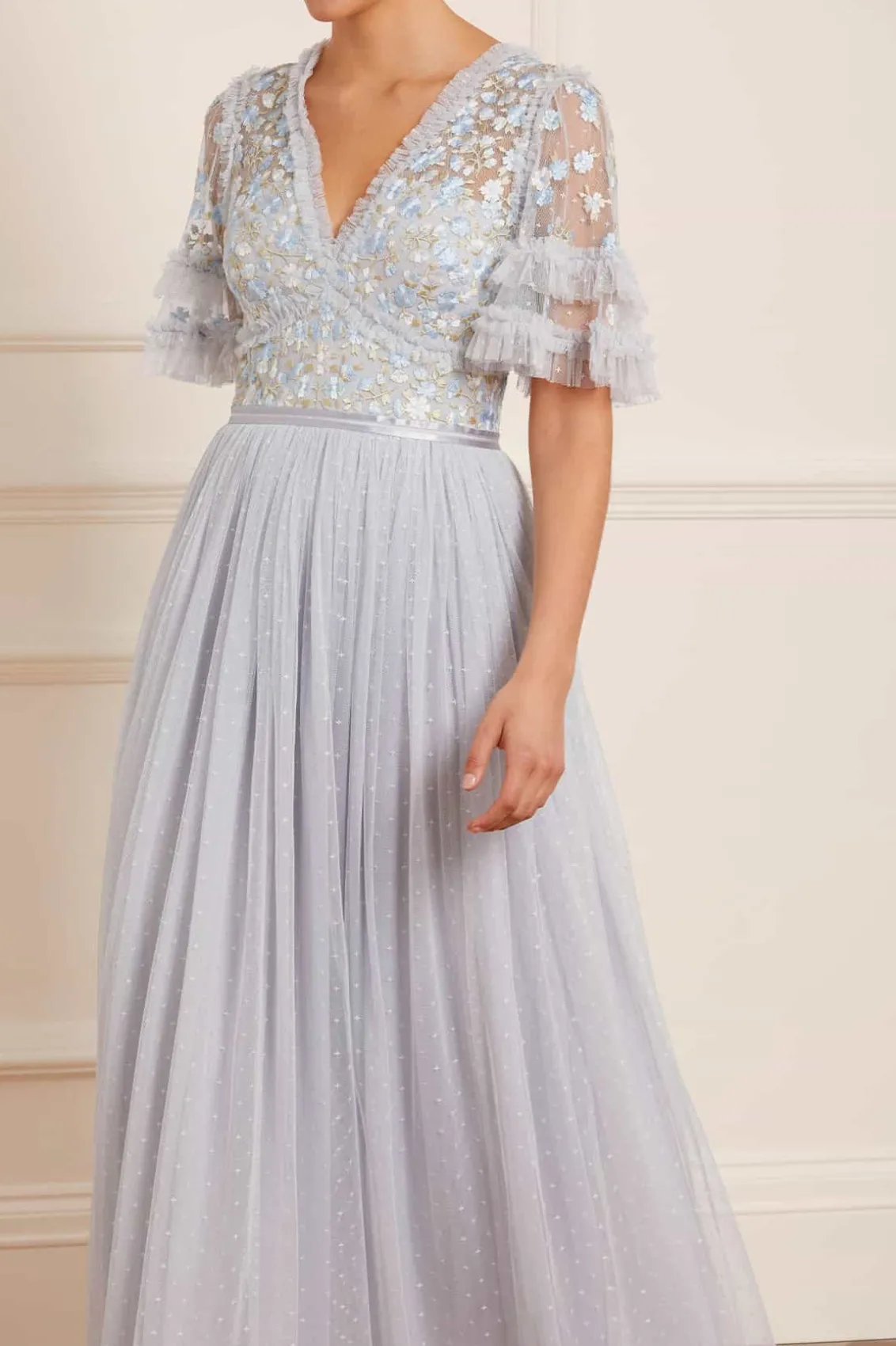 Responsibly Sourced | Embroidered Dresses^Needle & Thread Wildflower Ditsy Bodice Ankle Gown Blue
