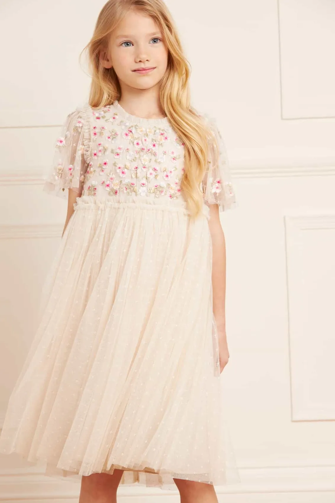 Mummy & Me | Kids Embroidered Dresses^Needle & Thread Wildflower Ditsy Bodice Kids Dress Champagne