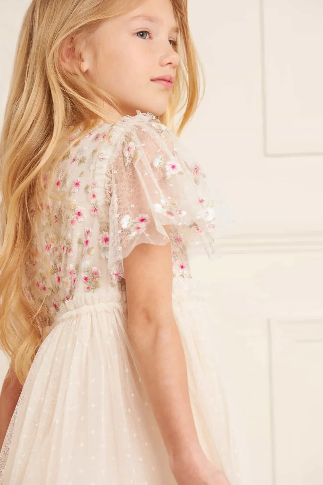 Mummy & Me | Kids Embroidered Dresses^Needle & Thread Wildflower Ditsy Bodice Kids Dress Champagne