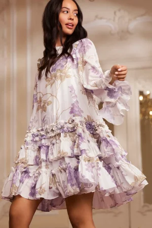 Wedding Guest | Mini Dresses^Needle & Thread Wisteria Chiffon Round Neck Mini Dress Multi