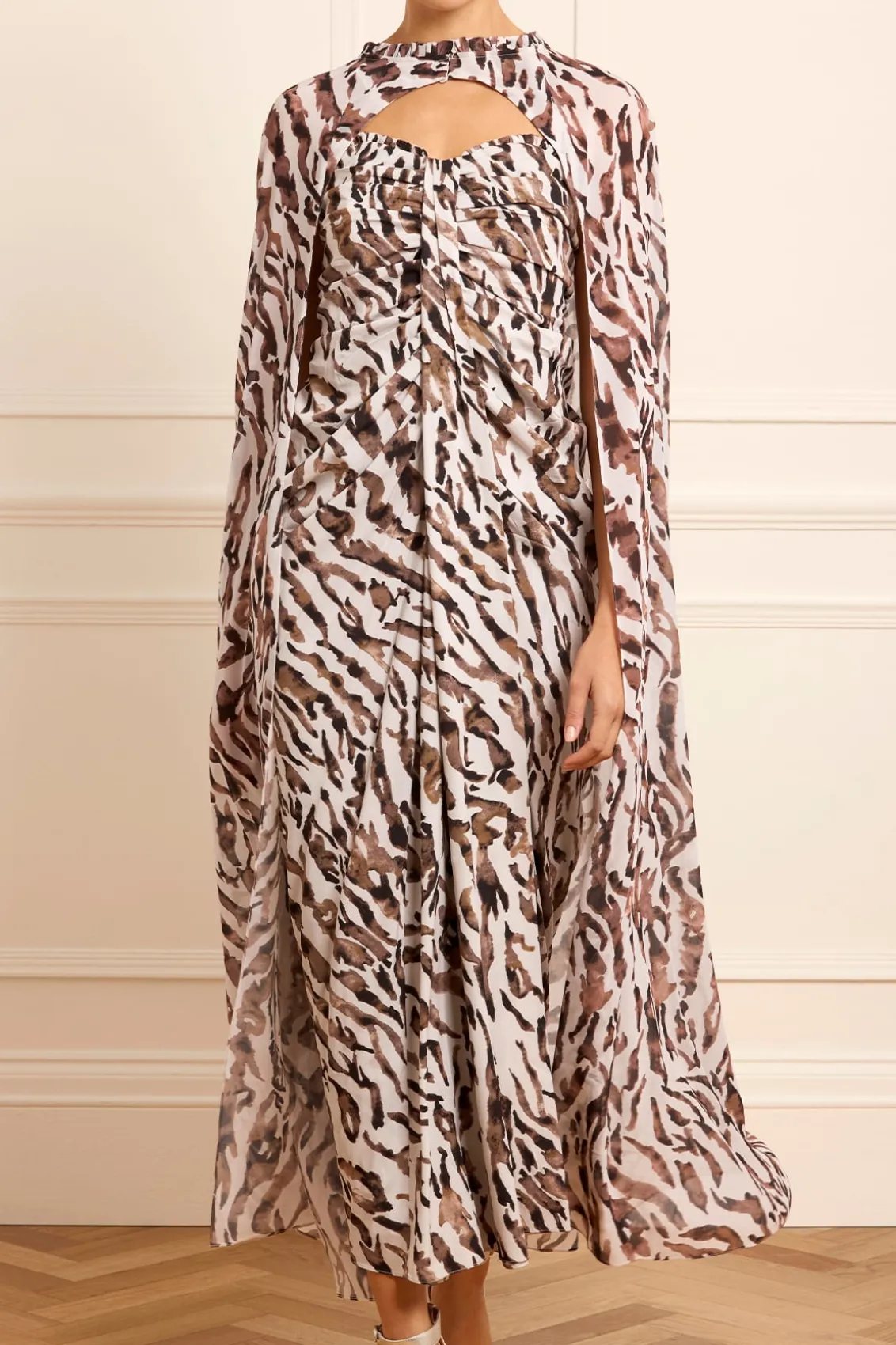 Responsibly Sourced | Capes^Needle & Thread Zebra Chiffon Long Cape Multi