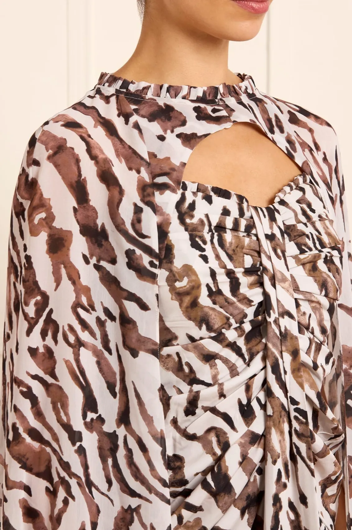 Responsibly Sourced | Capes^Needle & Thread Zebra Chiffon Long Cape Multi