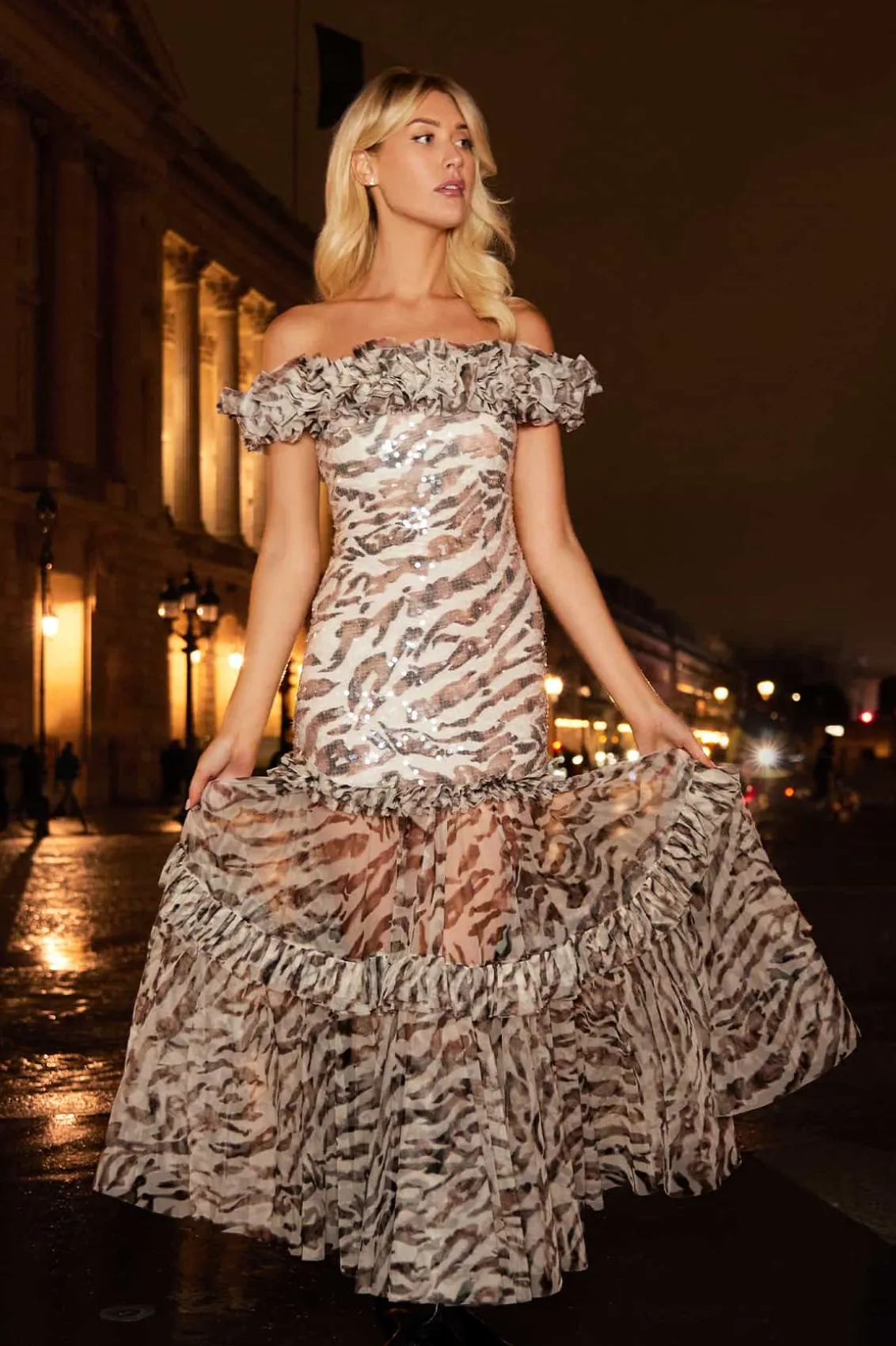 Printed Dresses | Embellished Dresses^Needle & Thread Zebra Tallulah Off-Shoulder Gown Multi